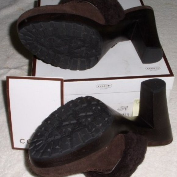 Vtg Coach Idyle Mules Shearling Brown 10 NIB - Picture 3 of 5
